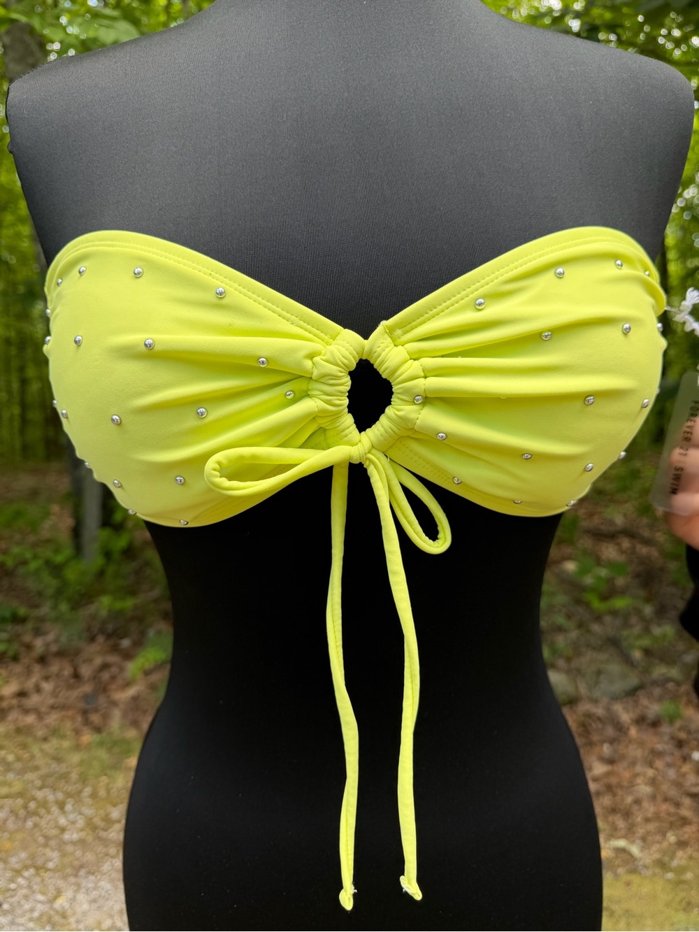 Neon Green/Yellow Rhinestone Bandeau Bikini Top